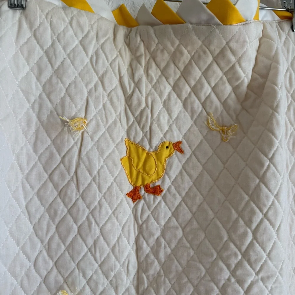 Vintage Hand Stitched Embroidered Aplique Baby Quilt Unisex